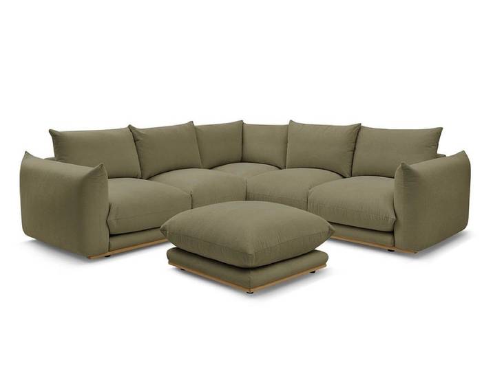 Ecksofa mit Hocker BOBOCHIC ERNEST Stoff grün
