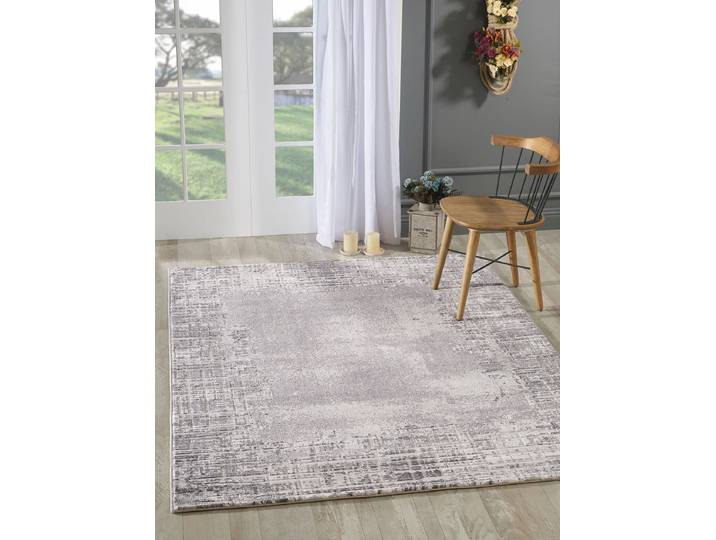 Teppich SANAT Harmony 3210, auch als Läufer Gr. 4, grau (hellgrau), B:160cm H:12mm L:220cm, Kunstfaser, Teppiche, Teppich, Wohnzimmer, Kurzflor, modern, Bordüre, Schlafzimmer