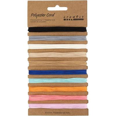 Creativ Company Polyesterschnur, Dicke 0,6 mm, sortierte Farben, 10x4 m