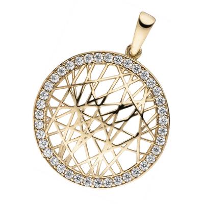Kettenanhänger JOBO "Anhänger mit 39 Zirkonia", gold (gelbgold 333, weiß), Schmuckanhänger, Damen, Gelbgold 333, Kettenanhänger, 333 Gold