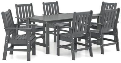 Costway 7 Pieces Patio Dining Set Outdoor HDPE Weather Resistant Table and Chairs Set-Grey