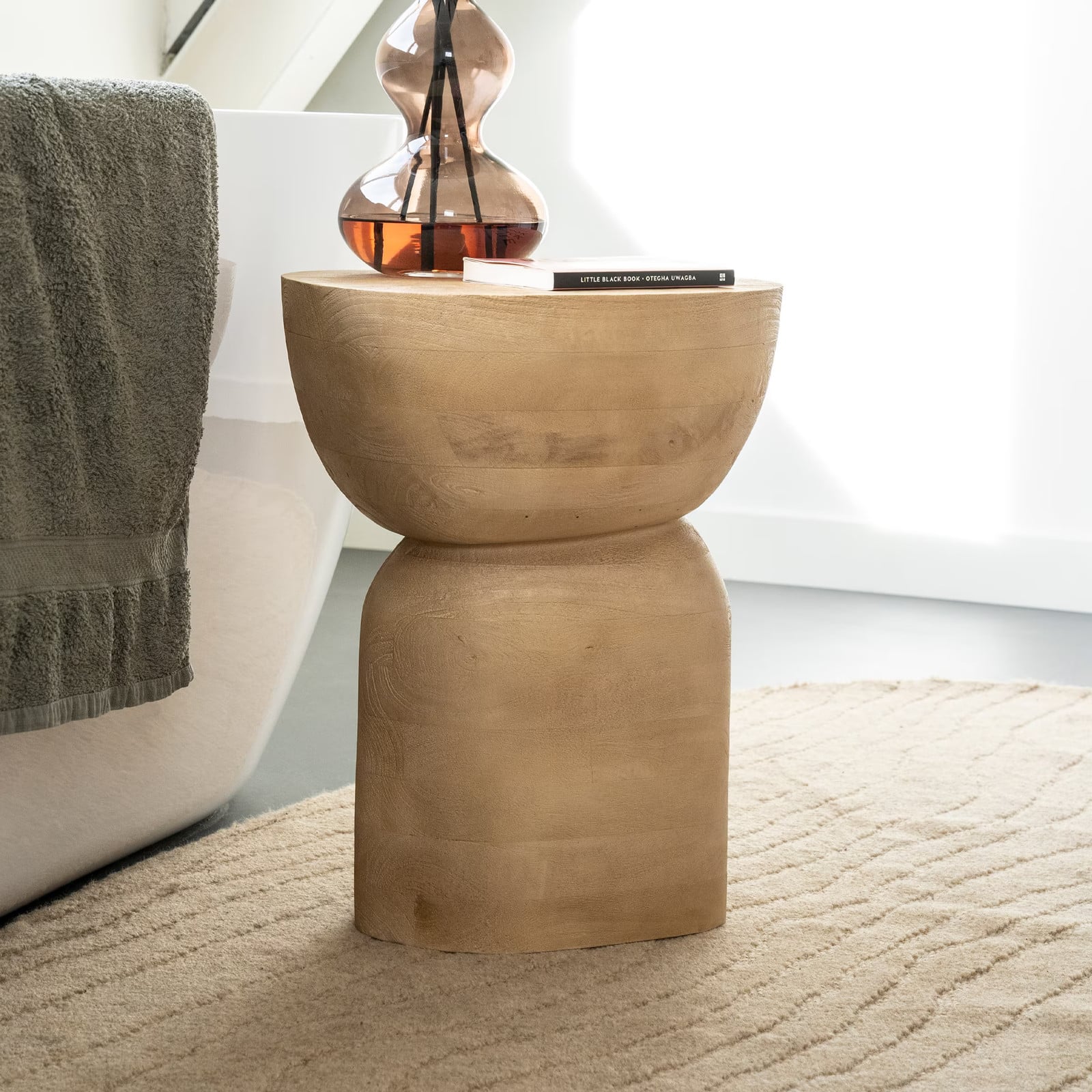 By-Boo Bijzettafel Cobble Mangohout Naturel B: 37 cm, D: 35 cm, H: 30 cm