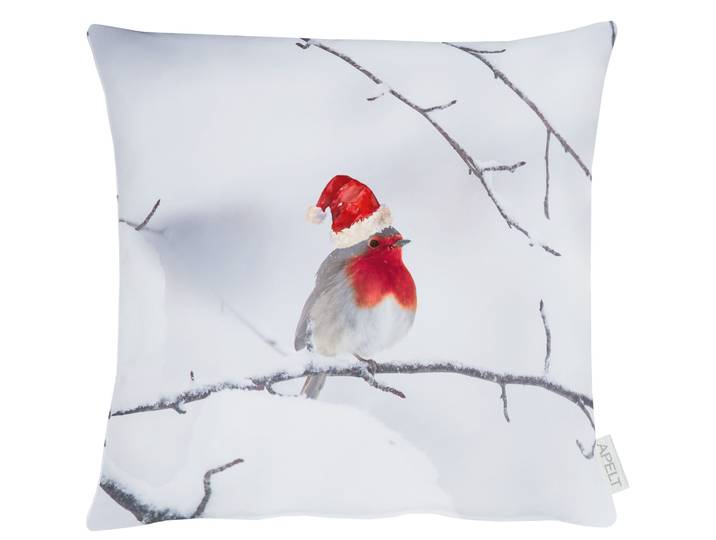 Dekokissen APELT 8102 , rot (weiß), B:39cm L:39cm, Mischgewebe, Dekokissen_Sitzkissen_Kissenhüllen, Dekokissen, inclusive Soft-Kissenfüllung 100% PES