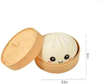Uplift Treasures Creative Gift Dumpling Squishy Toy With Bamboo Steamer Box big White