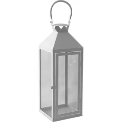 Inda-Exclusiv, Laterne, Grosse Garten - Laterne Windlicht weiss Glas Metall 54cm