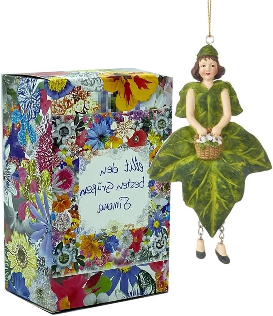 Bloemenmeisje Klimop Decoratiefiguur - Handgeschilderd Kunsthars - 13 cm