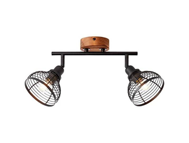 BRILLIANT Lampe, Avia Spotrohr 2flg schwarz/holzfarbend, Metall/Holz, 2x D45, E14, 40W,Tropfenlampen (nicht enthalten)
