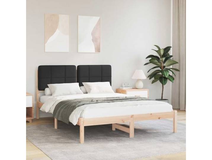 Gepolstertes Kopfteil Massivholz Kiefer Modernes Design Bett 160x200 cm Bettgestell mit gepolstertem Kopfteil Schwarz 160x200 cm Massivholz Kiefer Lattenrost Moderne Stabilität Komfort