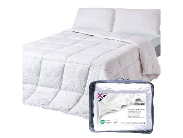 HOMESCAPES Couette Hiver 220x240 cm\, Couette Chaude en Soie de Mûriers\, 13.5 Tog