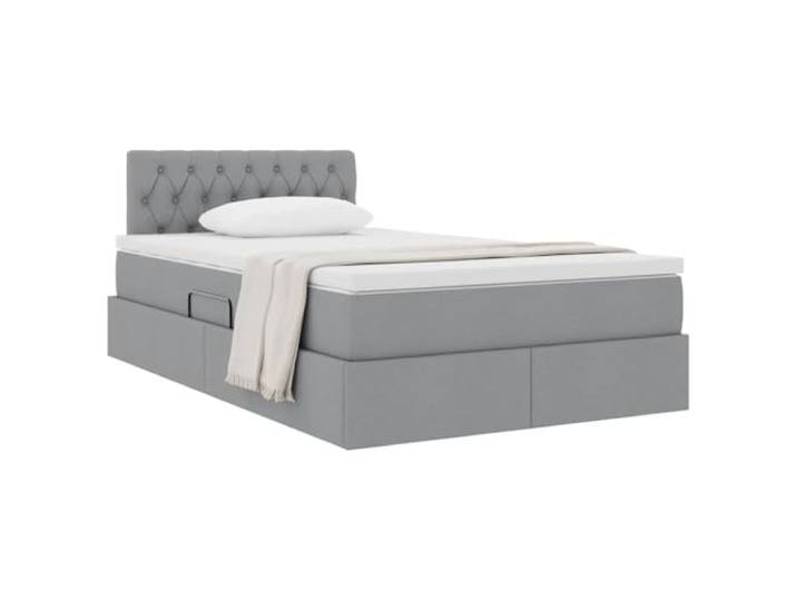 KTHLBRH Bett mit Stauraum und Matratze, Hellgrau, 120 x 200 cm Modernes Design, robuster Rahmen, hydraulischer Aufsatz, platzsparend, elegantes Zimmer