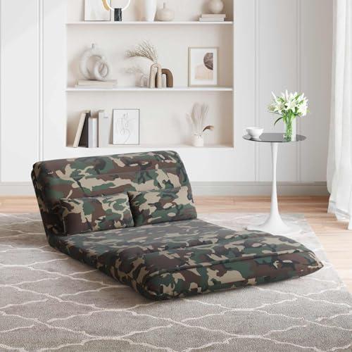 Olivegrüner Bodenstuhl mit Stoffbezug, 110 x 82 x 55 cm, klappbar und verstellbar, gepolstert mit Rückenlehne für Yoga, Gaming, Büro und Lesen