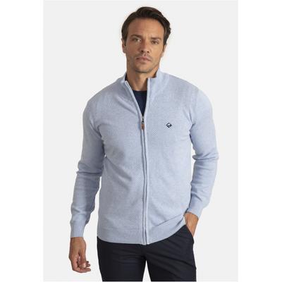 Strickjacke SIR RAYMOND TAILOR "Sydney", Herren, Gr. XL, blau (hellblau), 100% Baumwolle, unifarben, hoch geschlossener Ausschnitt, Strickjacken Strickjacke, mit kleinem Stehkragen