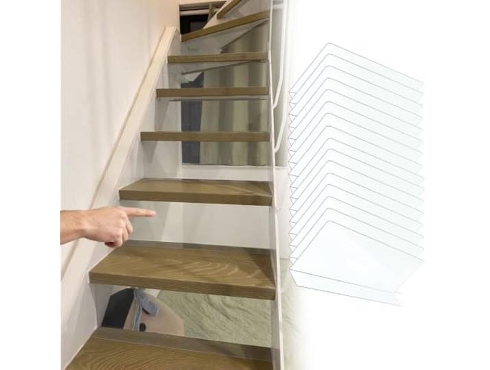 Dailify Spielzeugblocker Packung mit 16 Treppenlückenstoppern für Offene Treppenstufen, Transparente Treppenstopper unter Sofa/Bett, Schwebende Treppenfüller(100x18cm (39.4x7.1in))
