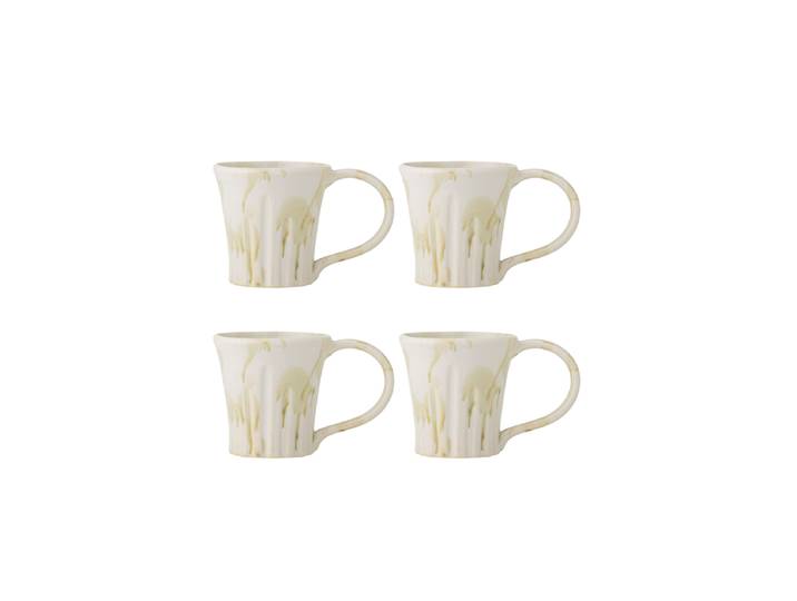 Handgefertigter Becher „Joseph“, 4er-Set Keramik Beige- und Grüntöne Bloomingville