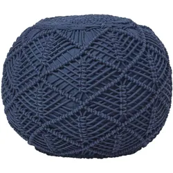 POUF dunkelblau im Makramee-Stil, 50/50/40 cm