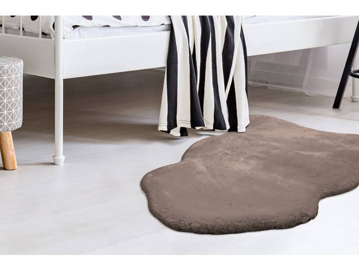 Fellteppich PADIRO Rabbit Light Sheepskin 825 , grau (taupe), B:60cm H:23mm L:90cm, Mikropolyester, Teppiche, Fellteppich, weiches Fellteppich-Imitat, Schlafzimmer, Kinderzimmer