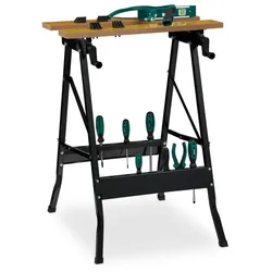 Relaxdays Klappbare Werkbank aus Stahl Hellbraun,Schwarz
