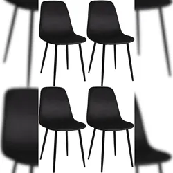 Décoshop26 - Set aus 4 modernen Esszimmerstühlen mit schwarzen Stoffsitzen und schwarzen Metallbeinen 10_0001827