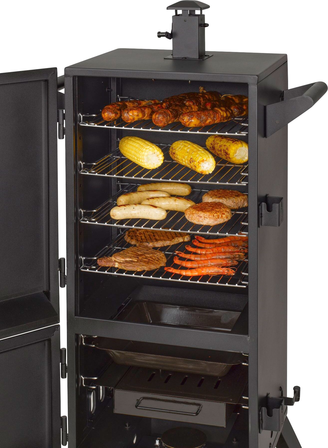 Gas-Räucherofen EL FUEGO "Portland XL", schwarz, B:64cm H:127,5cm T:50cm, Grills, BxTxH: 64x50x127,5