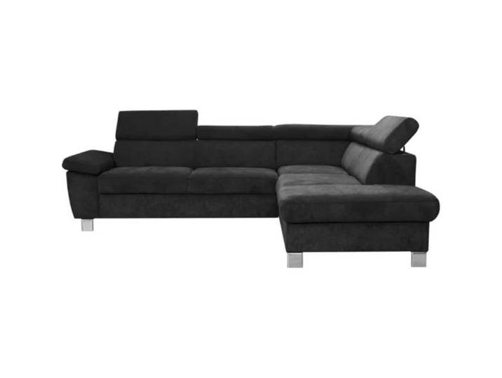 Canapé d'angle en tissu luxe 5 places LUGO noir angle droit