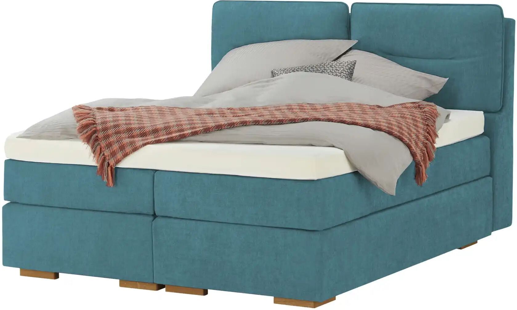 Wohnwert Boxspringbett mit Bettkasten Dormian Besta ¦ türkis/petrol ¦ Maße (cm):