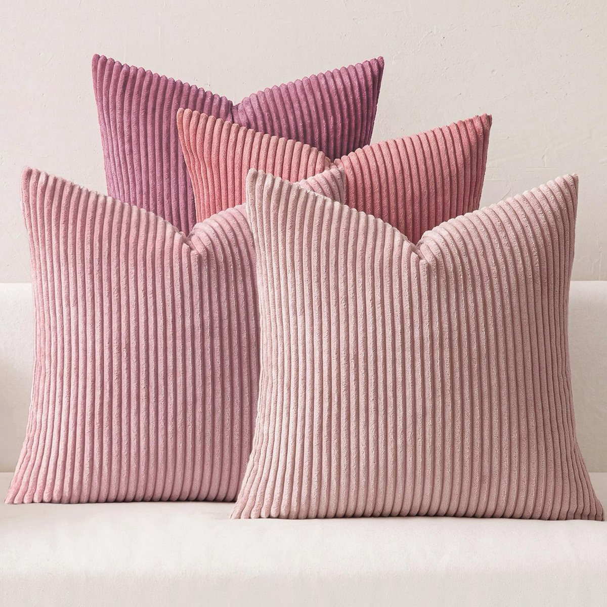 Set van 4 fluwelen kussenslopen 40x40 cm - Donkerroze