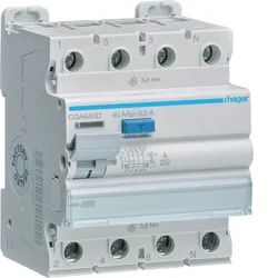 Hager CGA640D Fehlerstromschutzschalter 4 polig 10kA 40A 500mA Typ A
