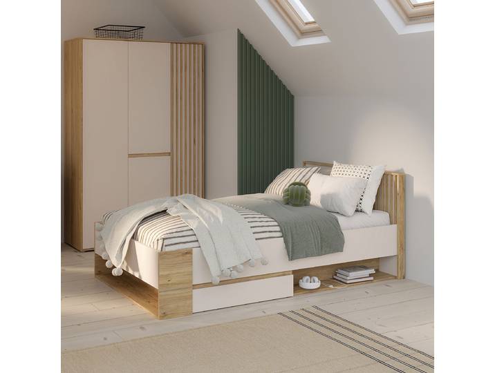 Cadre de lit 120 x 200cm Beige/Marron