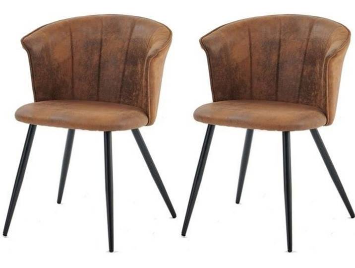 MEUBLES COSY Lot de 2 fauteuils de salle à manger industriels avec accoudoirs en suédine - DONCIC