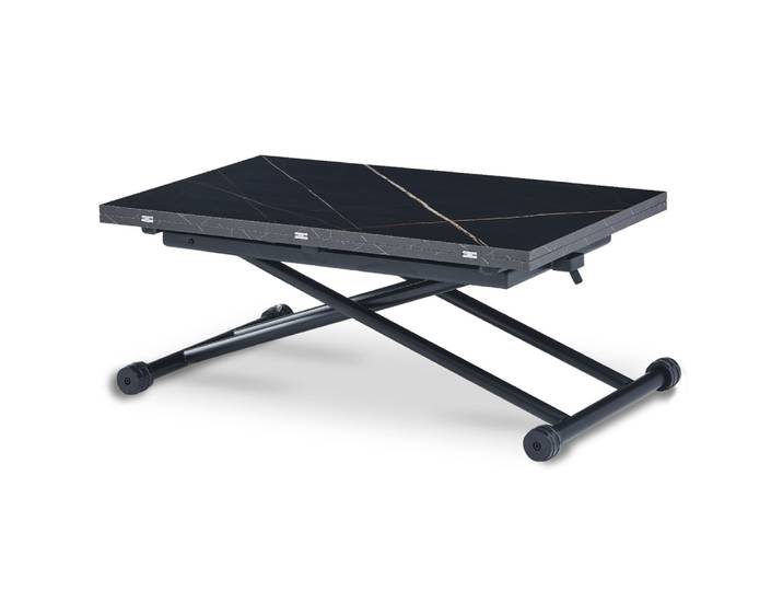 Table basse relevable effet céramique noir