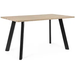 Esstisch Giant aus MDF, modernes Design, rechteckig, natur, 140 cm, Metallgestell schwarz, für 4–6 Personen