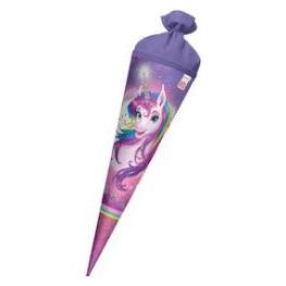 Roth Schultüte "Einhornportrait, rund, 700 mm, Glitter Filzverschluss, mit stabiler -Spitze (70 cm, 1x) (677489)