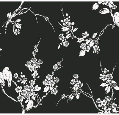 Inspired by Color Imperial Blossoms Branch Black & White Wallpaper