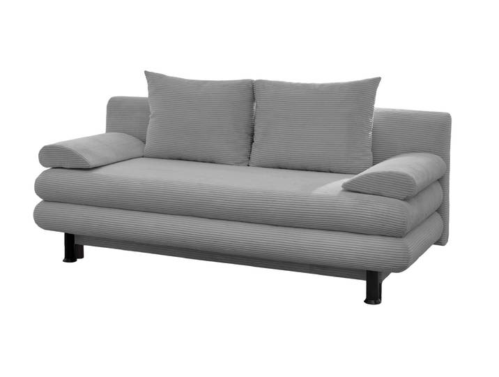 Schlafsofa Cord grau mit Bettkasten Federkern 190 cm - BAREND
