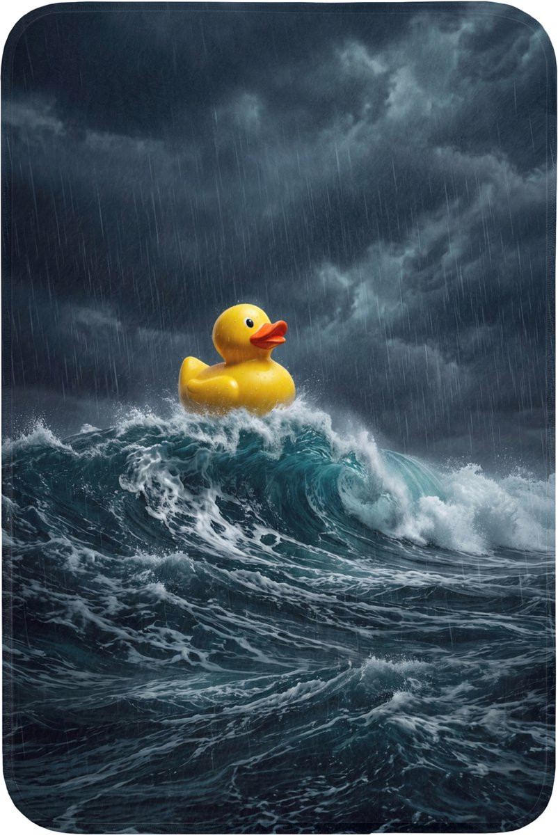Badeend Storm Antislip Badmat met Golven - 60 x 90 cm