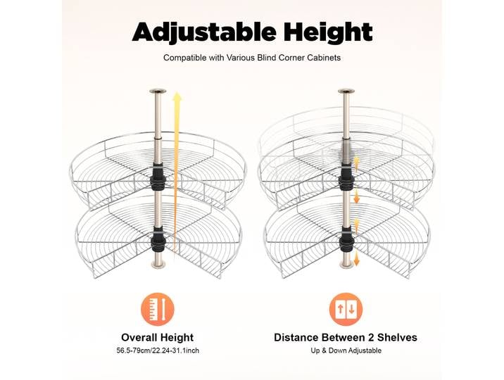 Base pivotante pour armoire carrousel, raccord pivotant pour armoire d'angle, raccord pivotant de cuisine réglable, cercle 3/4 270 ° Conception d'angle