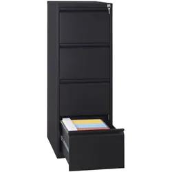 Gürkan Hängeregistraturschrank 4 Schübe 1-bahnig schwarz, 40x132x62 cm