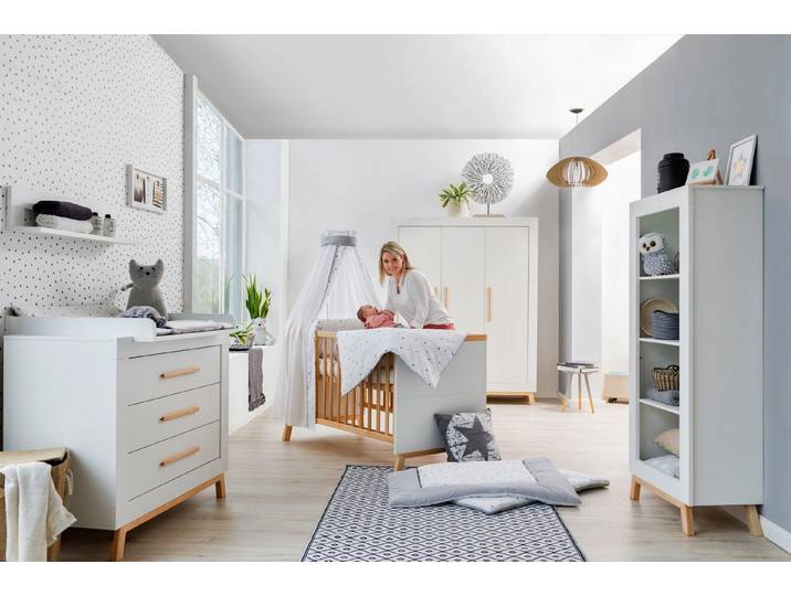 Schardt Babybett Kombi-Kinderbett 70x140 cm Miami White, Made in Germany