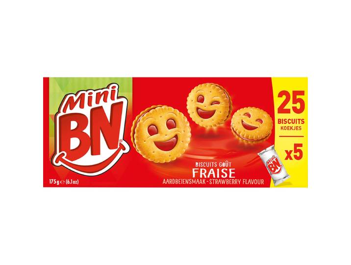 BN Mini Biscuits Fourrés Goût Fraise Sachets Fraîcheur 5x35g 175g