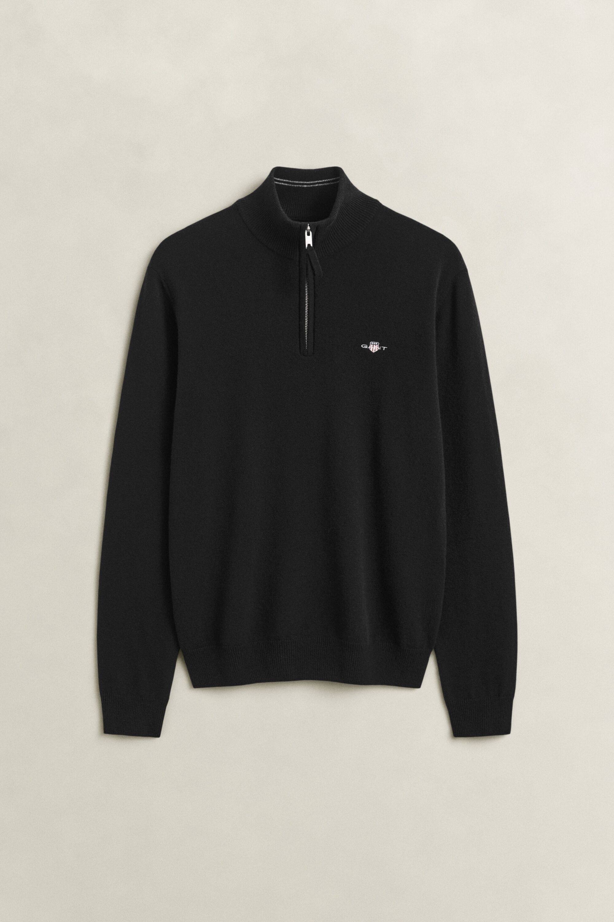 Troyer GANT "SUPERFINE LAMBSWOOL", Herren, Gr. 4XL, schwarz, Strick, Obermaterial: 100% Wolle, regular fit normal, Rippbündchen, Pullover Troyer, aus feiner Wolle schwarz 4XL