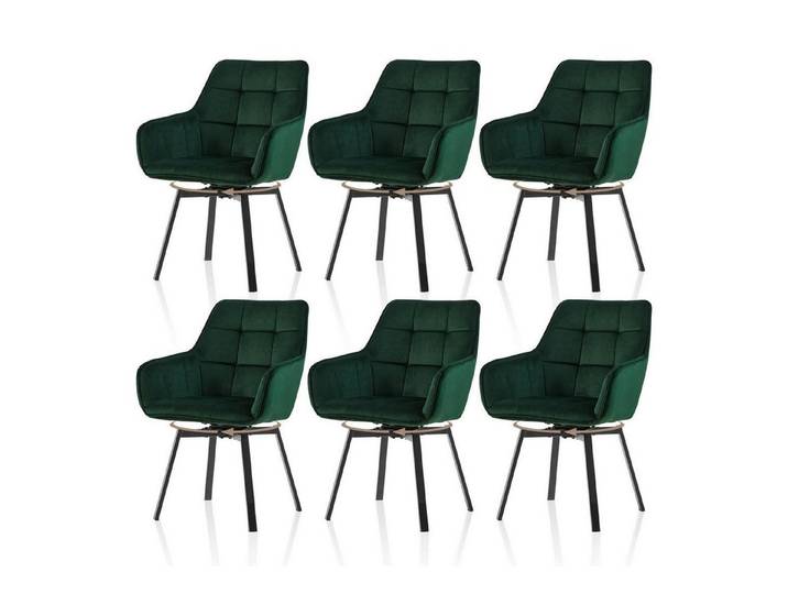 LuxusKollektion Esszimmerstuhl Esszimmerstühle Drehbar Samt Armlehnen Polsterstuhl 6 count Grün