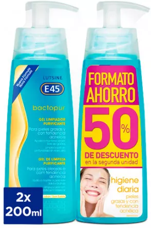 Lutsine E45 Pack Bactopur Purifying Cleansing Gel 2x200 ml