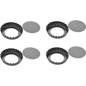 Tescoma Backform DELICIA Obstkuchenform, aus Edelstahl, Ø 10 cm, antihaft, mit abnehmbarem Boden, Tarteform, 4 Stück