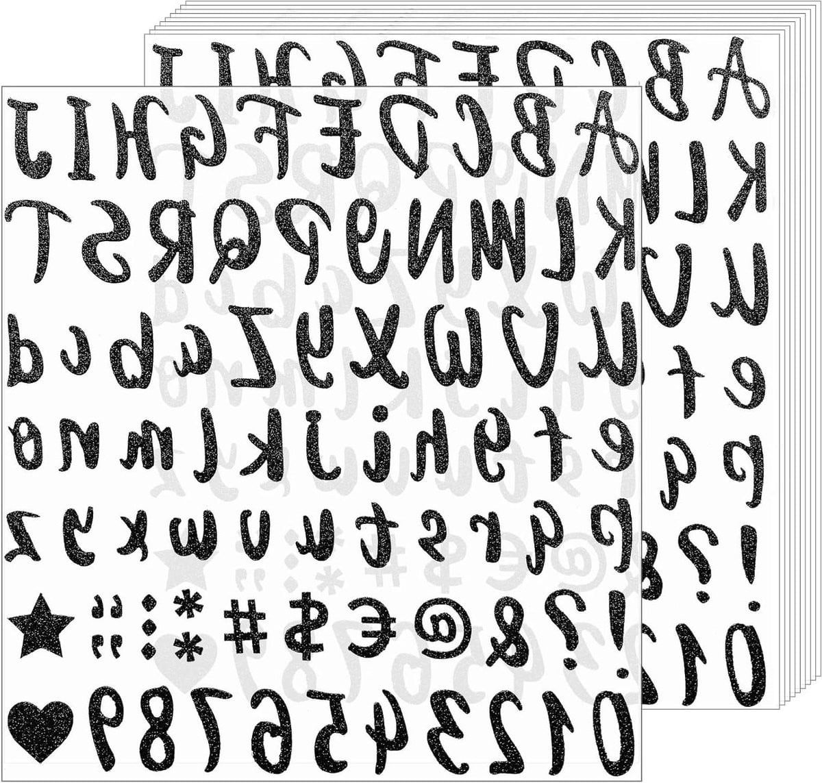 Glitter Letter en Cijfer Stickers - Zelfklevende Decoratie Stickers - 1 Inch - Zwart Goud