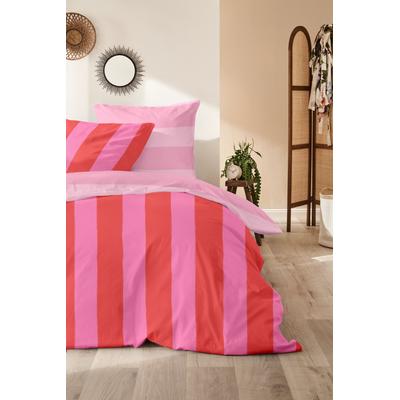 Bettwäsche PRIMERA "Renforce-Bettwäsche Color Block", pink, B/L: 155cm x 220cm, 1 Stk., 1 Stk., Renforcé, B/L: 80cm x 80cm, 2 Stk., Renforcé, Obermaterial: 100% Baumwolle, Bettwäsche, Bettwäsche, mit kräftigen und sanften Farbkombinationen