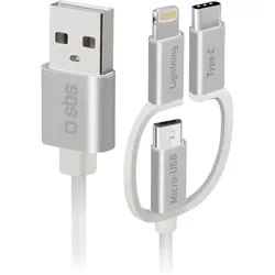 SBS USB zu Micro-USB-Kabel mit Lightning- und USB-C-Adaptern (1.20 m, USB 2.0), USB Kabel