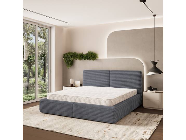Masseno Polsterbett FELURO T 200x200 cm, Polsterbett mit Bettkästen -Graphitfarben, TILIA 90