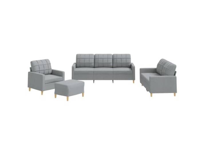 KUTYWEXFM 4-tlg. Sofagarnitur mit Kissen Hellgrau Stoff Gemütliche Polsterecke für Wohnzimmer und Lounge, inklusive bequemer Kissen und vielseitig einsetzbarem Fußhocker.