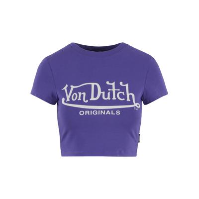 T-Shirt VON DUTCH "Von Dutch ARTA SHIRTS", Damen, Gr. XS, lila, 100% Baumwolle, bedruckt, normal, Rundhals, Shirts T-Shirt