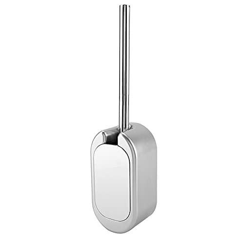 Garosa Spijkervrije Toiletborstelset voor Wandmontage met Zelfopenend Deksel en RVS Accessoires - Zilver